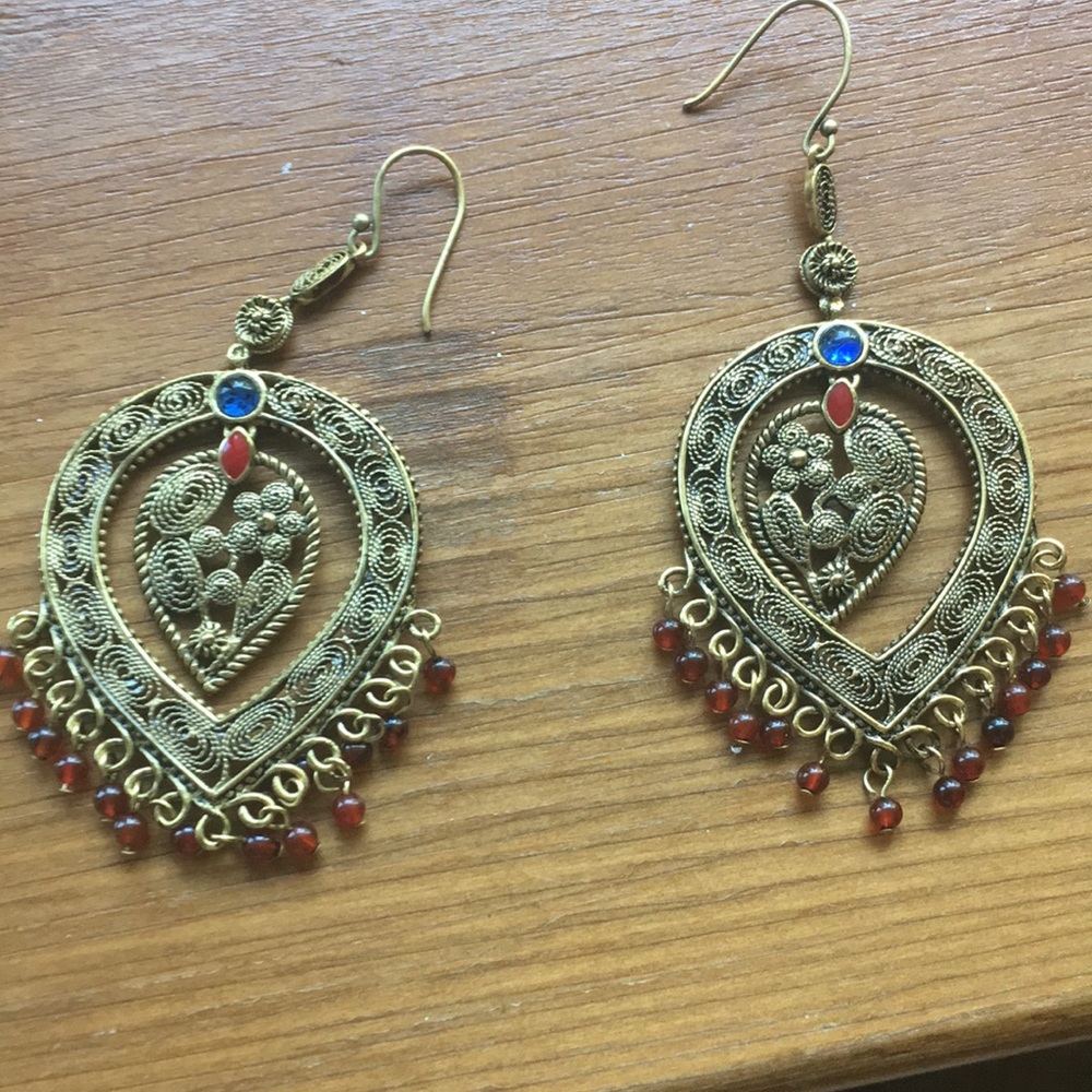 Dangle beaded earrings antique bronze gold